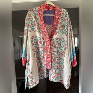 Johnny Was Reversible floral cardigan.  Size Large